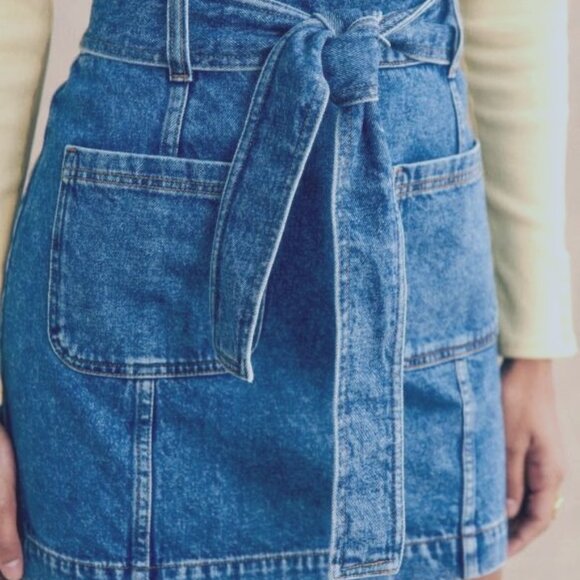 Sezane Gillie Skirt Denim Blue - Size 12 - Picture 1 of 8